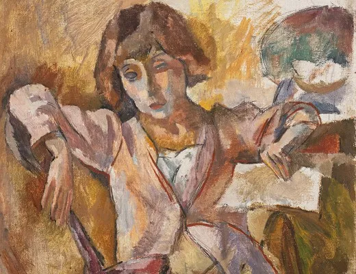 Portrait d'Hermine David en rose